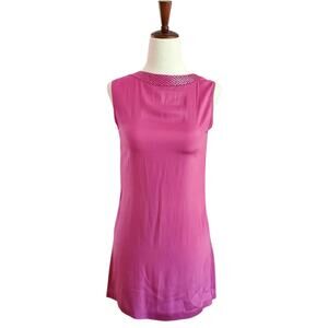 Arden B Silk Pink Sleeveless Mini Dress with Beaded Neckline - Small